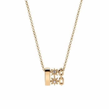 Collier Argent Doré étoile Sertie De Zirconium Blanc