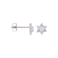 Boucles d'oreilles or blanc et oxydes de zirconium 'Le Messager Blanc'