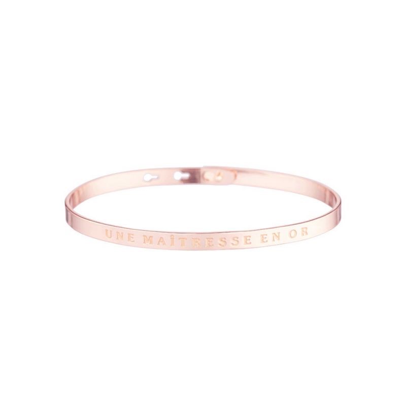 'UNE MAÎTRESSE EN OR' bracelet jonc rosé à message