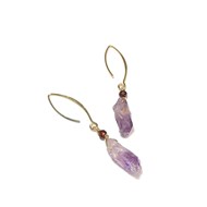 Boucles D'Oreilles Améthyste Et Grenat Argent 925 Doré