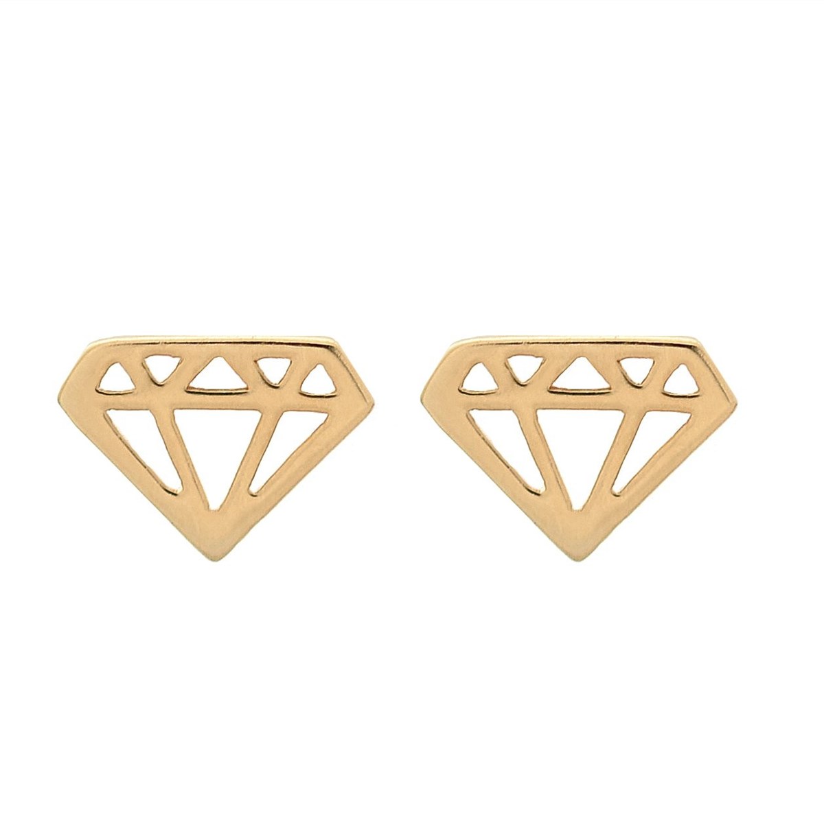 Boucles d'oreilles motif diamant forme ajourée Plaqué or 750 3 microns