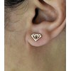 Boucles d'oreilles motif diamant forme ajourée Plaqué or 750 3 microns - vue V2