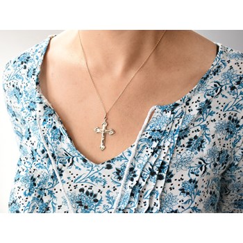 Collier croix crucifix Christ Plaqué OR 750 3 microns