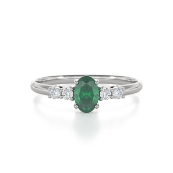 Bague ADEN Emeraude et diamants sur Argent 925 1.6grs