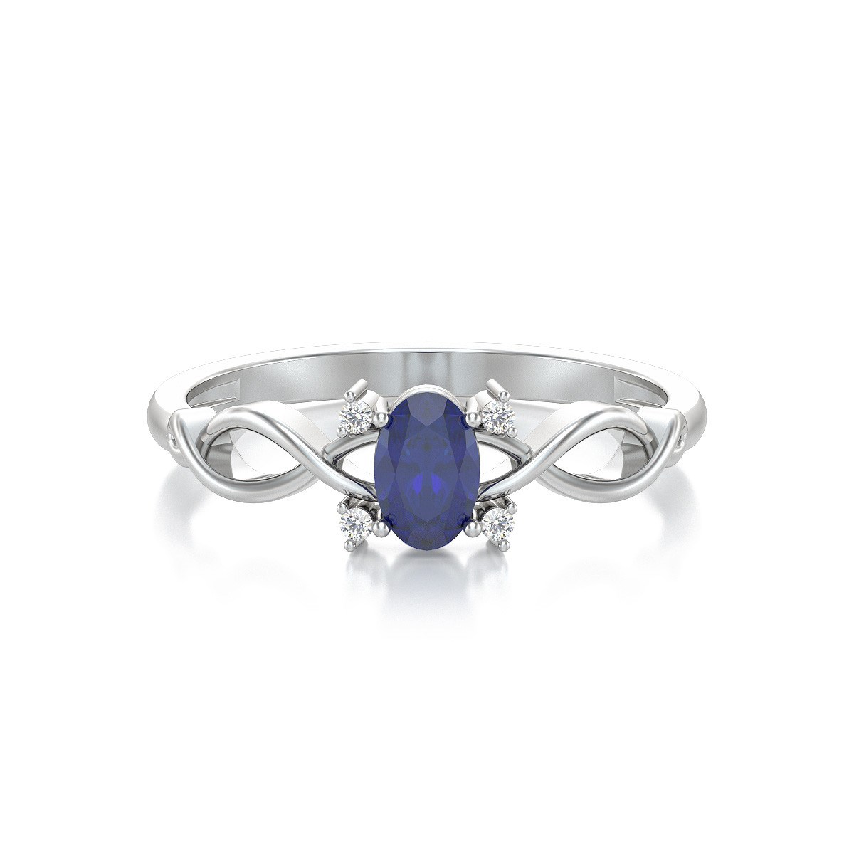 Bague Saphir et diamants sur Argent 925 1.85grs - vue 3