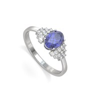 Bague Tanzanite et diamants sur Argent 925 2.24grs