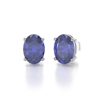 Earrings ADEN Gold 585 White and Tanzanite Oval shape 1.6grs