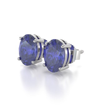 Earrings ADEN Gold 585 White and Tanzanite Oval shape 1.6grs