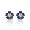 Boucles d'oreilles ADEN Or 585 Blanc et Saphir Fleur 2.86grs - vue V1