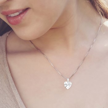 Heart necklace in rhodium-plated silver 925 SC Crystal adorned with sparkling crystals