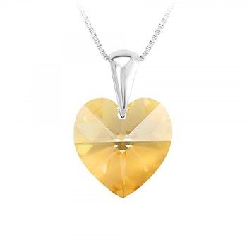 Hart ketting in gerhodineerd zilver 925 SC Crystal versierd met fonkelende kristallen