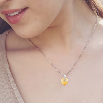 Hart ketting in gerhodineerd zilver 925 SC Crystal versierd met fonkelende kristallen