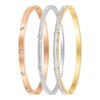 3 bracelets en acier inoxydable SC Crystal en Acier Rhodié argenté - vue V1