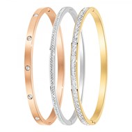 3 bracelets en acier inoxydable SC Crystal en Acier Rhodié argenté