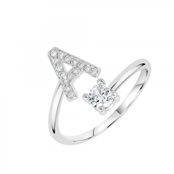 Bague lettre A ajustable SC Crystal ornée de Zirconium