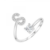 Bague lettre S ajustable SC Crystal ornée de Zirconium