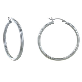 Boucles d'Oreilles Argent 925 Moyennes Créoles Rondes 4cm