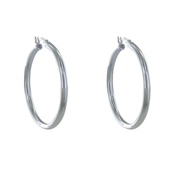 Boucles d'Oreilles Argent 925 Moyennes Créoles Rondes 4cm