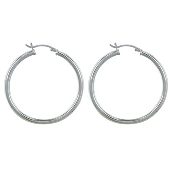 Boucles d'Oreilles Argent 925 Moyennes Créoles Rondes 4cm
