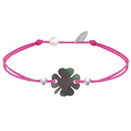 Bracelet Trèfle Nacre Grise et Perles d'Argent 925 - Classics - Fuchsia