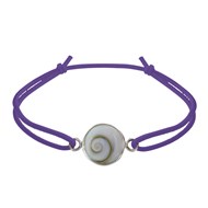 Bracelet Lien Elastique Oeil de Sainte Lucie Rond Argent 925 - Violet