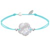 Bracelet Lien Fleur de Nacre Ivoire et Perles d'Argent 925 - Classics - Turquoise - vue V1