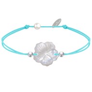 Bracelet Lien Fleur de Nacre Ivoire et Perles d'Argent 925 - Classics - Turquoise