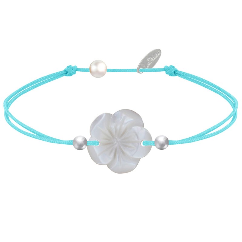 Bracelet Lien Fleur de Nacre Ivoire et Perles d'Argent - Classics - Turquoise