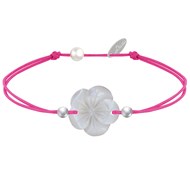 Bracelet Lien Fleur de Nacre Ivoire et Perles d'Argent - Classics - Fuchsia