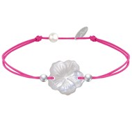Bracelet Lien Fleur de Nacre Ivoire et Perles d'Argent 925 - Classics - Fuchsia