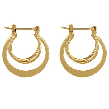 Boucles d'Oreilles Plaqué Or Créoles Plates Trois Anneaux