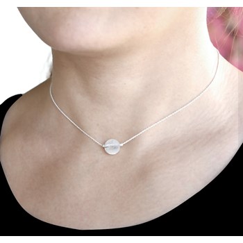 925 zilveren choker halsketting met 10mm natuursteen - Bergkristal