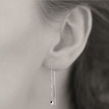 925 Rhodium silver drop ball chain earrings