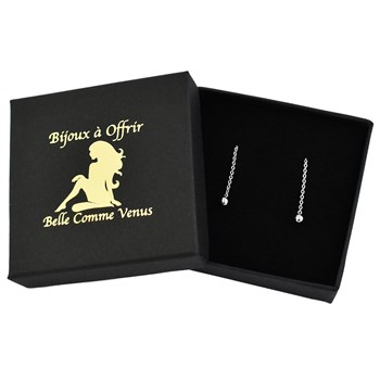 925 Rhodium silver drop ball chain earrings