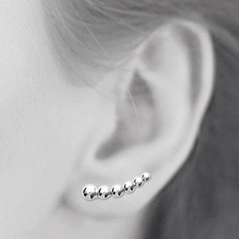 Climbing lobe earrings with half-sphere balls 925 Rhodium-plated Silver