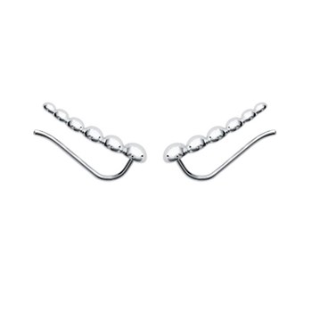 Climbing lobe earrings with half-sphere balls 925 Rhodium-plated Silver