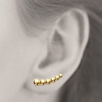 Gold-plated 750 3-micron half-sphere earrings with climbing lobe earrings