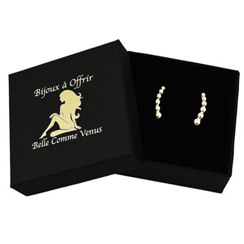 Gold-plated 750 3-micron half-sphere earrings with climbing lobe earrings