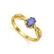 Bague ADEN Or 585 Jaune Tanzanite et diamants 1.32grs