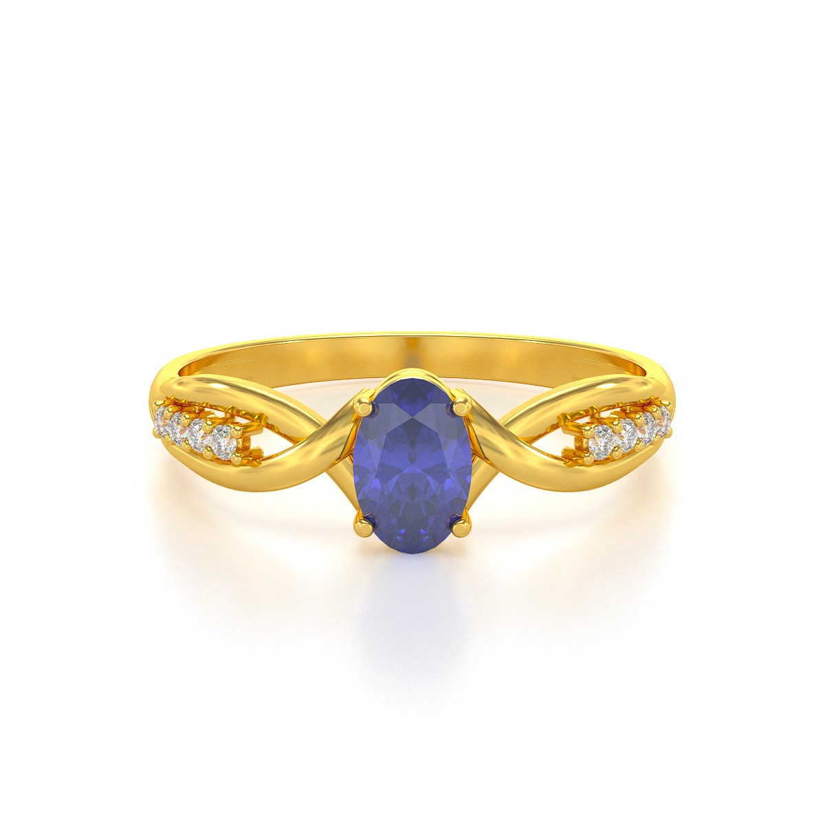 Bague ADEN Or 585 Jaune Tanzanite et diamants 1.32grs - vue 2