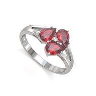 Bague ADEN Or 585 Blanc Rubis et diamants 2.5grs