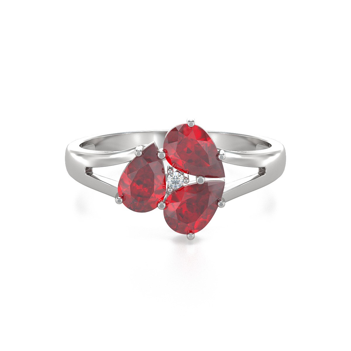 Bague ADEN Or 585 Blanc Rubis et diamants 2.5grs - vue 3