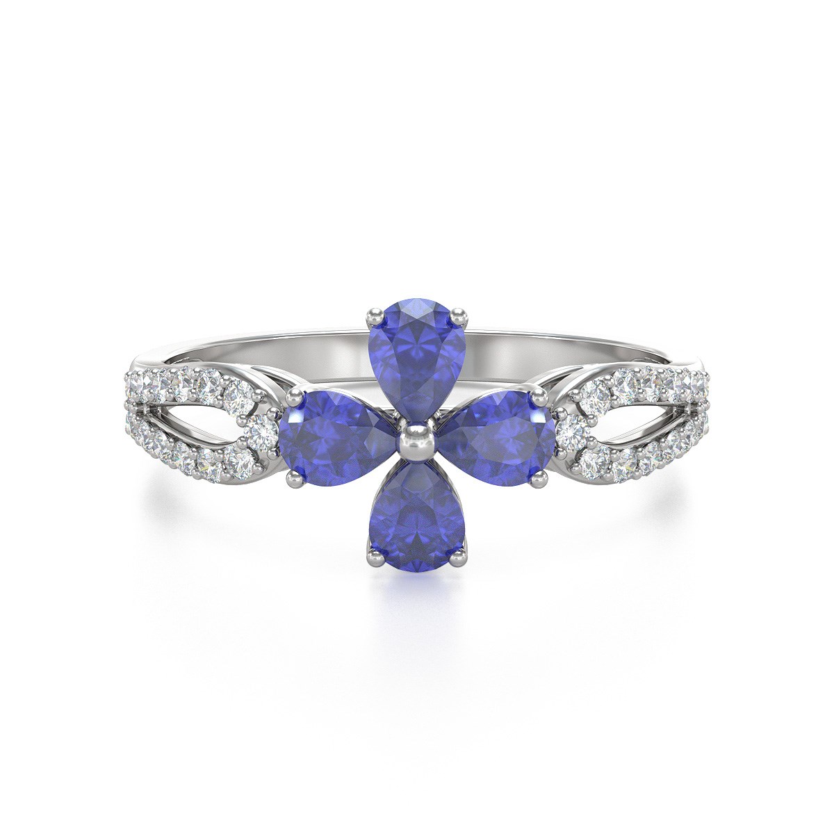 Bague Fleur Tanzanite et diamants sur Argent 925 1.95grs - vue 3