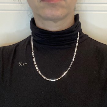 Chaine maillon de cheval argent massif 50 cm, 1 grand maillon-3 petits maillons