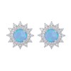 Boucles d'oreilles argent rhodié Opale bleue imitation et cubic zirconia - vue V1