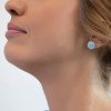 Boucles d'oreilles argent rhodié Opale bleue imitation et cubic zirconia - vue V2