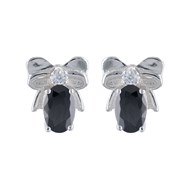 Boucles d'oreilles argent rhodié noeud papillon et cubic zirconia noir