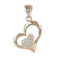 Pendentif plaqué or cubic zirconia double coeur