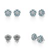 Boucles d'oreilles ADEN Fleur Aigue-Marine et Diamants sur Argent 925 2.86grs - vue V2
