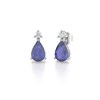 Boucles d'oreilles ADEN Tanzanite Forme Poire et Diamants sur Argent 925 1.15grs - vue V2